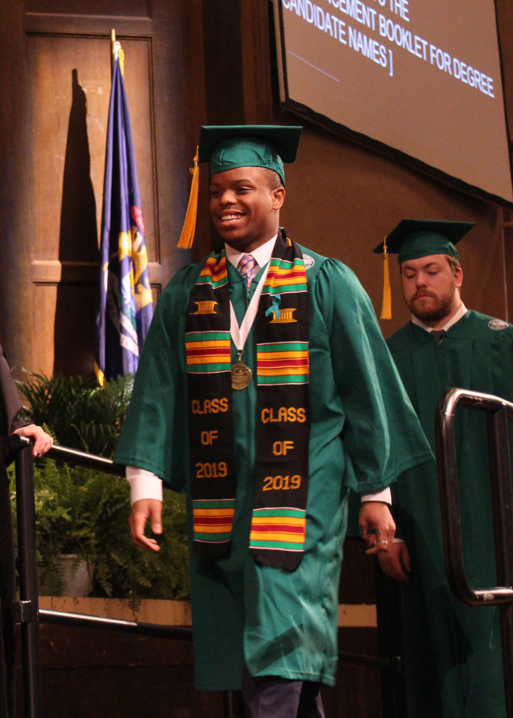 Malcolm Davis at Spring 2019 Commencement, prior to receiving his diploma