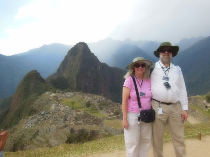 Pat Merry and Don Borseth overlooking Machu Picchu