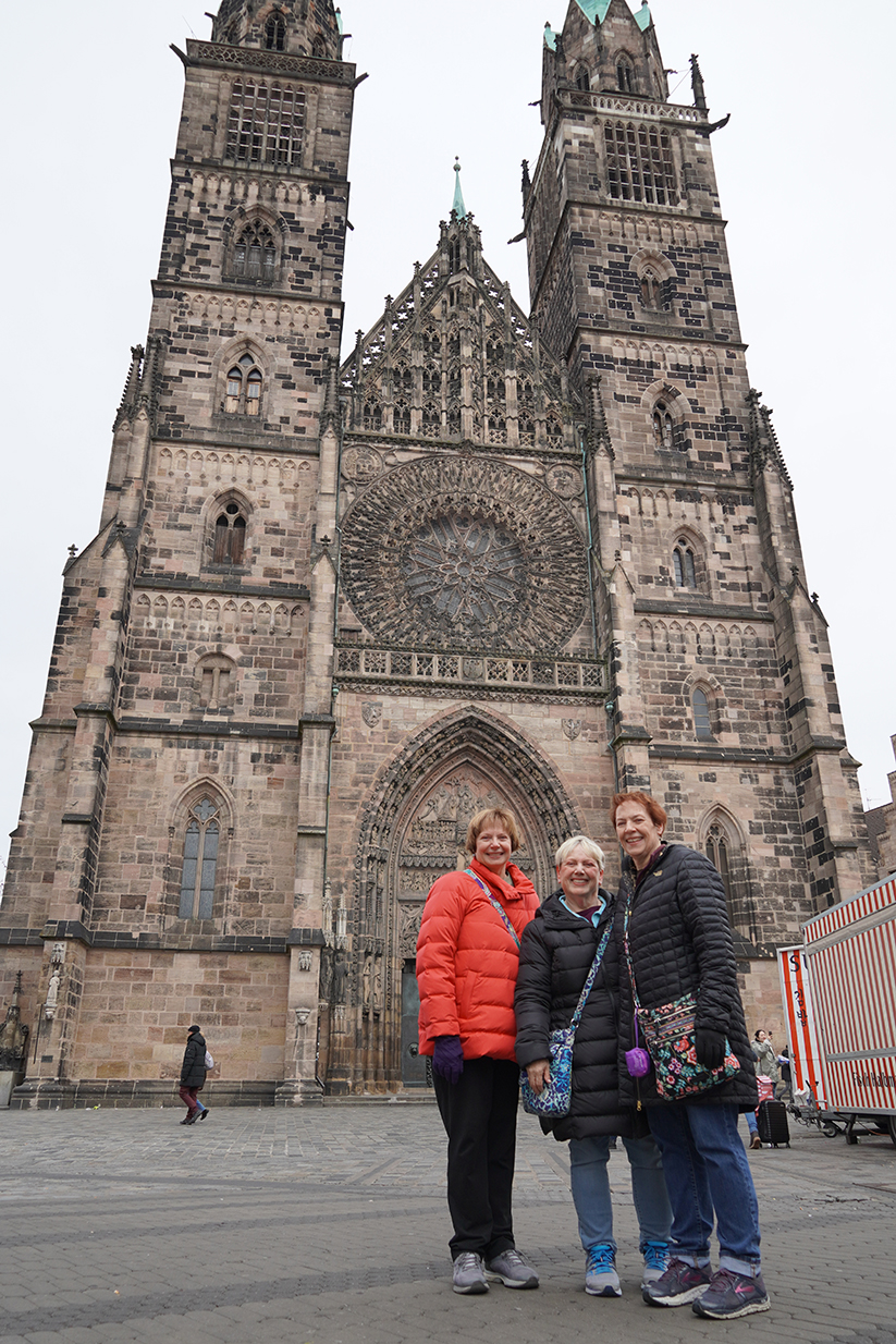 Mary Schroth and sisters outside a cathedral in Europe
