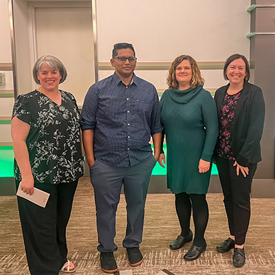 Assistant Dean Niki Rudolph, Kirtimaan Mohan, Jennifer Doherty, and Dean Kendra Spence Cheruvelil at the All-University Awards