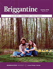 cover of a Briggantine newsletter, with a vintage photo of Briggsies