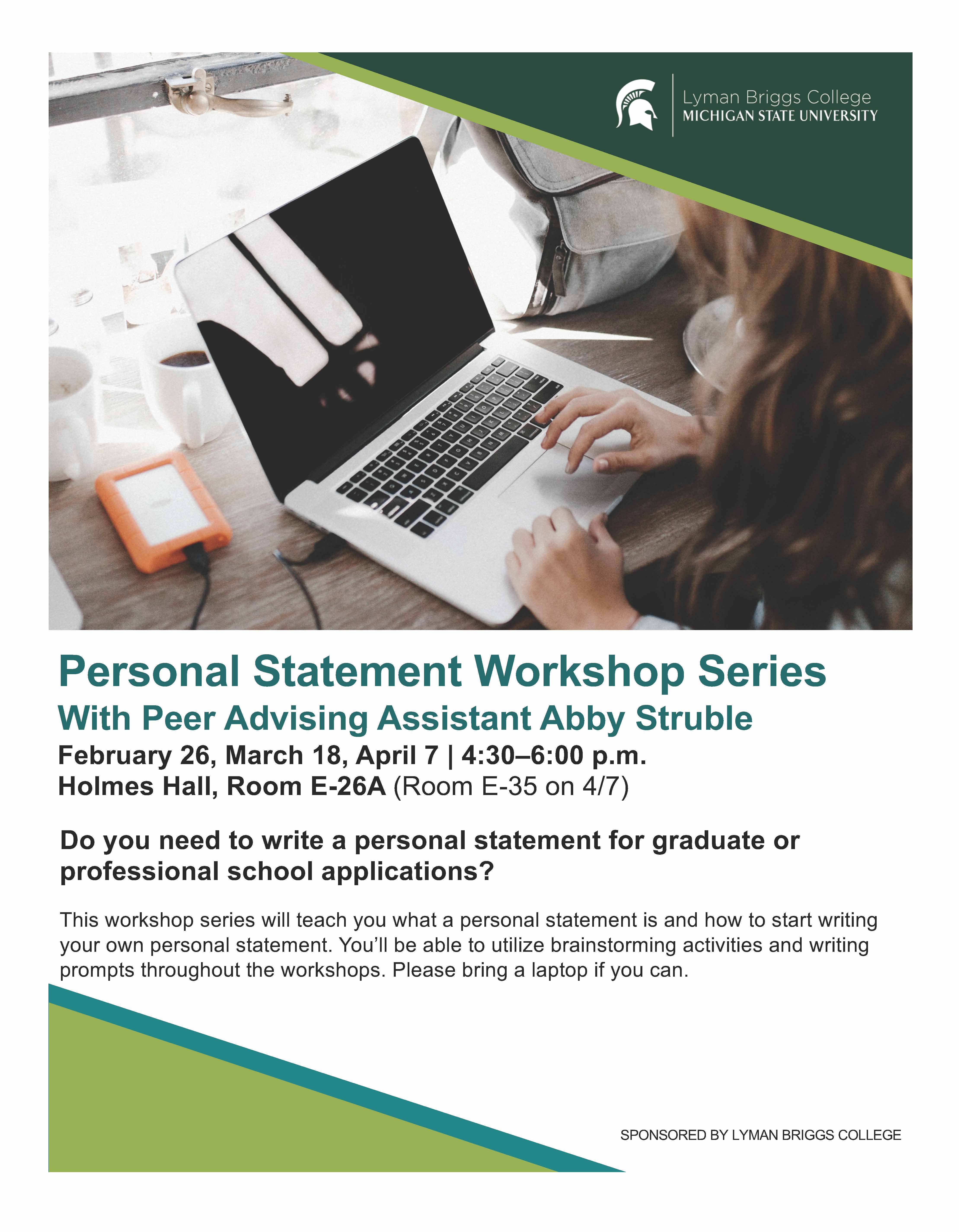 Flyer for Personal Statement Workshop Series