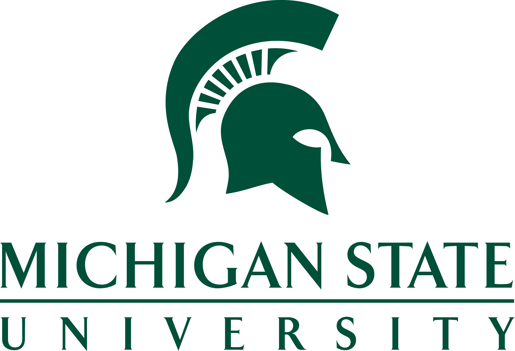 MSU Spartan helmet over the signature wordmark for Michigan State University, connoting collaborationMichigan State University 