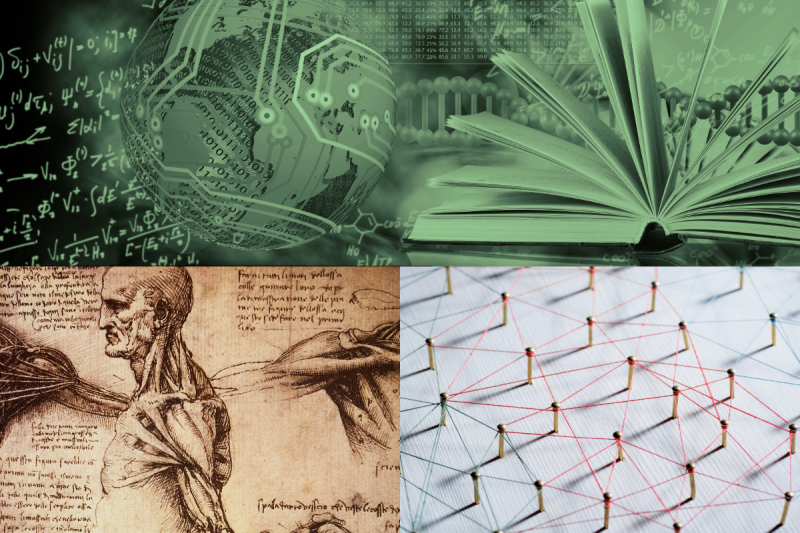 collage of scientific ideas and advances over time