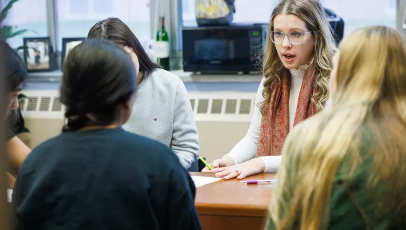 Students working together in a classroom