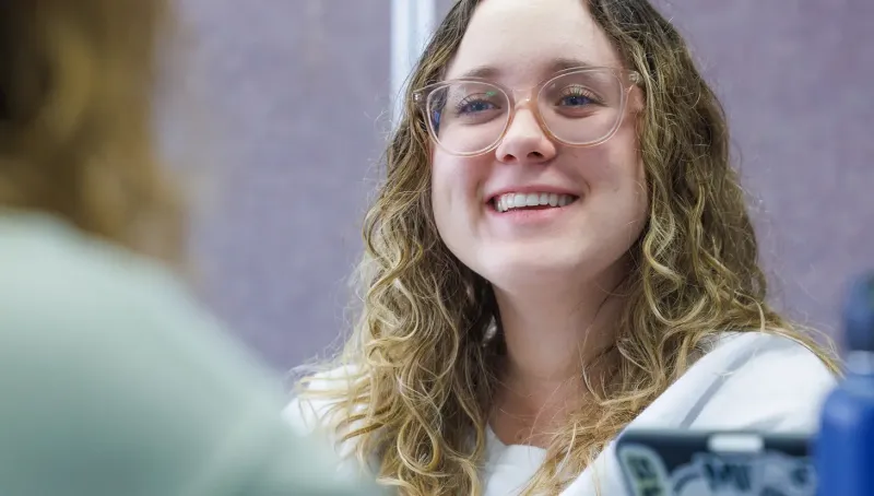 Student being interviewed