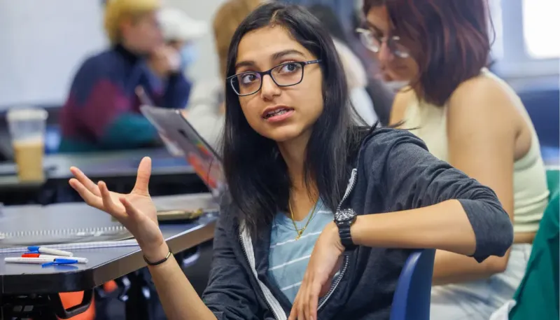 Student in a classroom