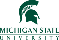 Spartan helmet over the official wordmark of Michigan State University. This particular mark is used to convey collaboration across MSU.
